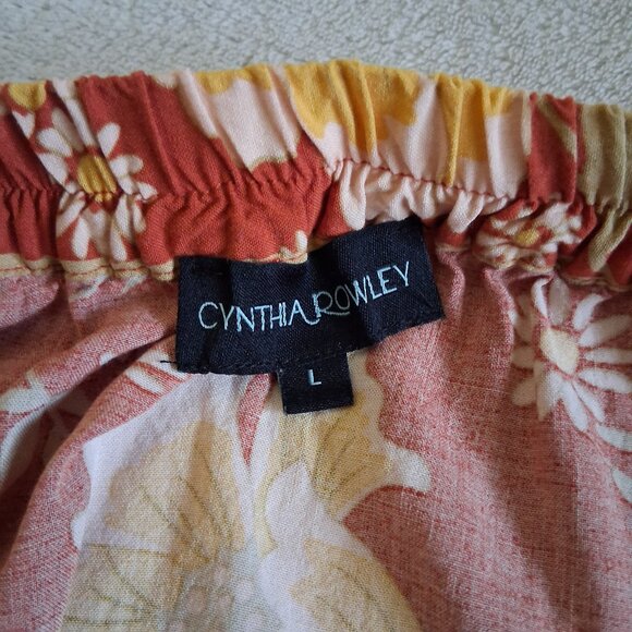 Cynthia Rowley Women's Size Large Burnt Orange Floral Bohemian Midi Skirt - Picture 6 of 12